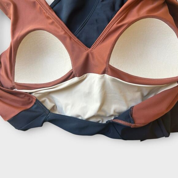 Summersalt Black and Brown One Piece Swimsuit V-Neck Color Block - Picture 8 of 9